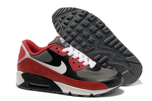 Nike Air Max 90 Hyperfuse Men Black Red Running Shoes Closeout